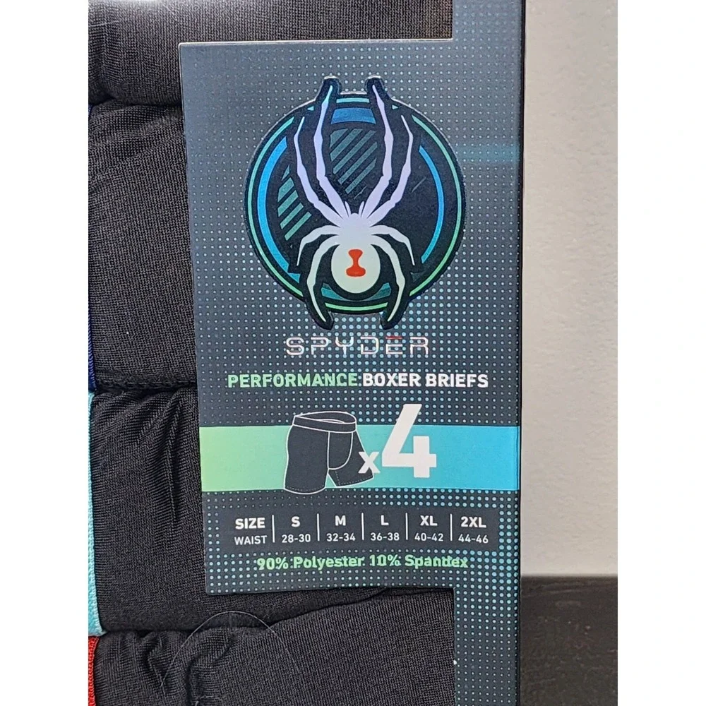 Spyder Performance Boxer Briefs Men's Large Green Blue Teal Red Black 4 Pack NIB